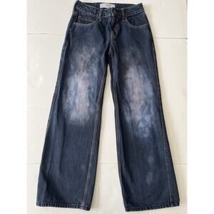 Hollister Low Rise Baggy Wide Leg Jeans Women 23 Blue Washed Skater Streetwear